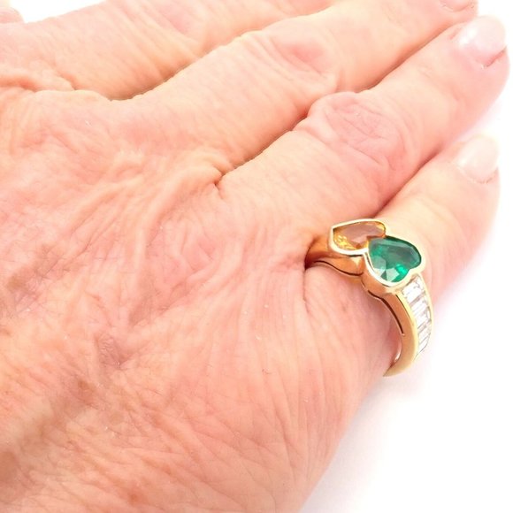 Authentic Van Cleef & Arpels 18k Gold Diamond Emerald Yellow Sapphire Ring Paper - Picture 11 of 11